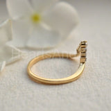 0.25ct Round Cut Moissanite Curved Chevron Crown Ring 14K Yellow Gold Plated