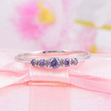 1.2ct Round Cut Purple Amethyst Engagement Ring Five Stone 14k White Gold Finish