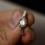 2.5ct Round Cut Peach Morganite Engagement Ring 14k White Gold Finish Bezel Set