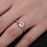 1.55ct Engagement Ring Round Cut Peach Morganite Solitaire 14k Rose Gold Finish