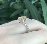 1.2ct Oval Cut Yellow Sapphire Engagement Ring Solitaire 14k White Gold Finish