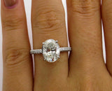 4.5ct Oval Cut Diamond Accent Hidden Halo Solitaire Ring 14K White Gold Finish