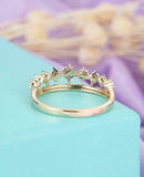 Cluster Crown Tiara Engagement Ring 1.2ct Round Cut Diamond 14k Yellow Gold Over