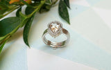 1.5ct Pear Cut Peach Morganite Engagement Ring 14k WhiteGold Over Trio Set Women