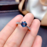 0.5ct Round Simulated London Blue Topaz Solitaire Ring 14k White Gold Plated