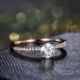 1.3ct Round Diamond Solitaire Engagement Ring with Accents 14k Rose Gold Finish