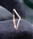 0.5ct Round Cut Moissanite Curved Stackable Wedding Band 14k Rose Gold Plated