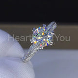 2.2ct Round Cut Moissanite Dual Row Accents Engagement Ring 14k WhiteGold Plated