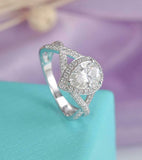 Halo Infinity Split Band Engagement Ring 2ct Pear Cut Diamond 14k WhiteGold Over