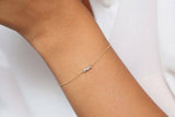 1ct Baguette Cut Diamond Petite Minimalist Chain Bracelet 14K Yellow Gold Finish