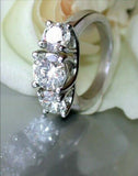 3Ct Round Cut VVS1 Diamond Classic Engagement Trilogy Ring 14K White Gold Finish