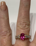 2.9ct Engagement Ring Oval Cut Pink Ruby Split Shank 14k Yellow Gold Finish