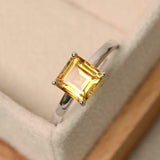 2.3ct Engagement Ring Asscher Cut Yellow Citrine Solitaire 14k White Gold Finish