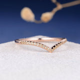 0.2ct Round Cut Moissanite Curved Stacking Wedding Band 14k Rose Gold Plated