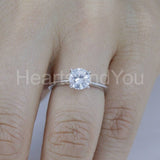 0.5ct Round Cut Moissanite Solitaire Women Engagement Ring 14k White Gold Plated