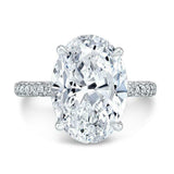 3Ct Oval Cut Diamond Solitaire Hidden Iced Band Halo Ring 14K White Gold Finish