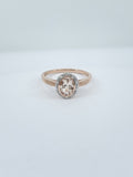 0.7ct Oval Cut Simulated Peach Morganite Milgrain Halo Ring 14k Rose Gold Plated