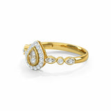 2.1ct Engagement Ring Round Cut Diamond Accent Halo Design 14k YellowGold Finish