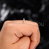 0.15ct Round Cut Moissanite Minimalist Women Wedding Band 14k White Gold Plated