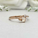 1ct Engagement Ring Oval Cut Peach Morganite Two Stone Bypass 14k Rose Gold Over