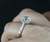 1ct Round Cut Diamond Lotus Solitaire Engagement Ring 14k White Gold Finish