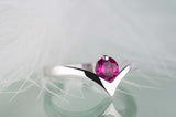 0.5ct Round Pink Sapphire Engagement Ring Solitaire Curved 14k White Gold Finish