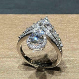 6.5ct Pear Cut Diamond Crown Cocktail Halo Engagement Ring 14K White Gold Finish