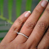 0.5ct Round Cut Moissanite Minimal Curved Stackable Band 14K White Gold Plated