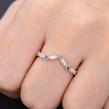 0.5ct Round Cut Blue Tanzanite Wedding Band Curved Stackable 14k RoseGold Finish