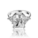3.5ct Radiant Cut Diamond Trilogy Solitaire Engagement Ring 14K White Gold Over