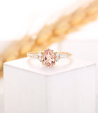 1ct Pear Cut Simulated Morganite Accented Engagement Ring 14k Yellow Gold Plated