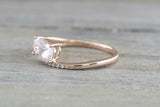 1.5ct Oval Cut Morganite Engagement Ring Infinity Solitaire 14k Rose Gold Finish