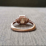 2ct Emerald Cut Diamond Engagement Ring Petite Round Accent 14k WhiteGold Finish