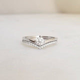 0.5ct Round Cut Moissanite Solitaire Curved Bridal Set 14k White Gold Plated
