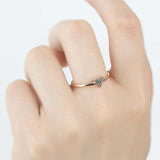 0.06ct Round Black Diamond Engagement Ring Dainty Minimalist 14k Rose Gold Over