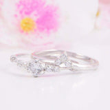 1.7ct Round Cut Diamond Engagement Ring Bridal Set Minimalist 14k WhiteGold Over
