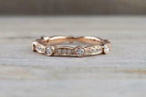 1.2ct Round Cut Diamond Milgrain Petite Wedding Band Ring 14k Rose Gold Finish