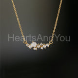 1ct Round Cut Moissanite Dainty Cluster Pendant with Chain 14k YellowGold Plated