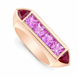 4Ct Asscher Cut Pink Sapphire Ruby Art Deco Engagement Ring 14K Rose Gold Finish