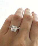 2Ct Cushion Cut Diamond Solitaire Eternity Engagement Ring 14K White Gold Finish