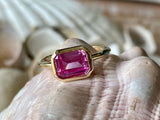 2.2ct Engagement Ring Emerald Cut Pink Sapphire Solitaire 14k Yellow Gold Finish