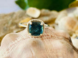 2ct Engagement Ring Cushion Cut London Blue Topaz Solitaire 14k White Gold Over