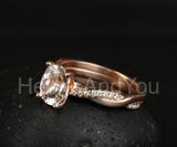 1ct Oval Cut Simulated Morganite Infinity Engagement Ring 14k Rose Gold Plated