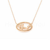 1ct Baguette Cut Simulated Diamond Open Oval Family Pendant 14k Rose Gold Plated