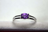0.4ct Engagement Ring Oval Cut Purple Amethyst Split Shank 14k White Gold Finish