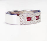 4Ct Round Cut Pink Ruby Diamond Filigree Wide Wedding Band 14K White Gold Finish
