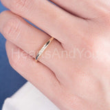 0.1ct Round Cut Moissanite Minimalist Women Wedding Band 14k Rose Gold Plated