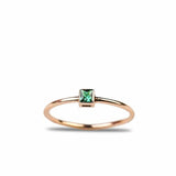 0.2ct Engagement Ring Princess Cut Green Emerald Minimalist 14k Rose Gold Finish