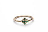 1ct Round Cut Green Emerald Engagement Ring Floral Bridal Set 14k Rose Gold Over