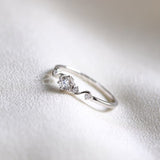 0.5ct Round Cut Moissanite Swirl Minimalist Engagement Ring 14k WhiteGold Plated